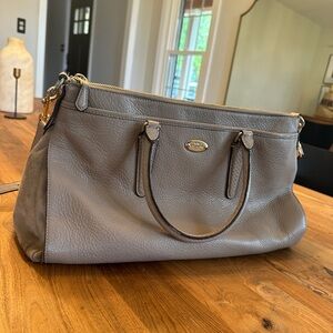 COACH MORGAN SATCHEL HANDBAG PEBBLE LEATHER w- Exotic Trim